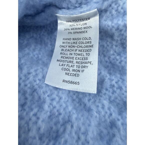 Nordstrom Cable Knit Mock Neck Light Blue Sweater Womens Size XS - Picture 15 of 15